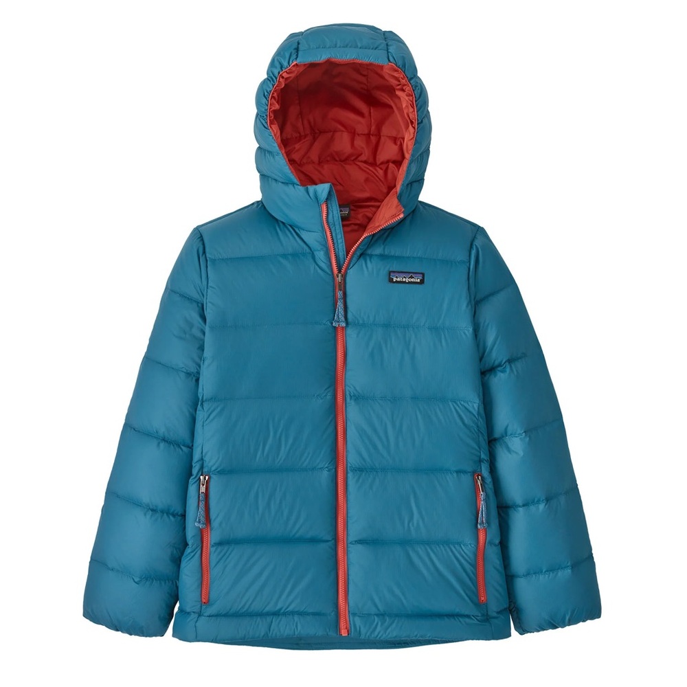 Patagonia Kids' Hi-Loft Down Sweater Hoody Hooded Puffer Jacket in Wavy Blue